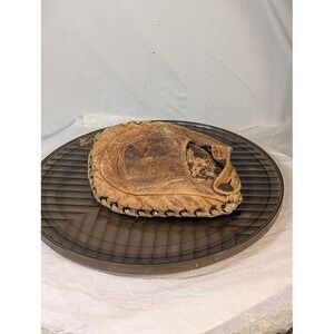 Vintage 1920s Antique Leather Baseball Catchers Mitt Glove Rustic Sports Decor